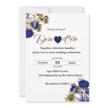 Elegant Floral Blue & Brown Watercolor Wedding