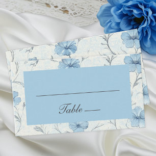 Elegant Floral Blue Country Garden Wedding Escort Place Card