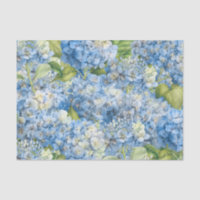 Elegant Floral Blue Hydrangea Pattern Decoupage