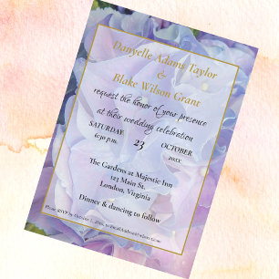 Elegant Floral Blue Lavender Hydrangea Wedding Invitation
