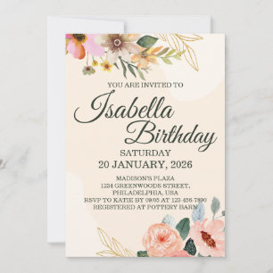 Elegant Floral – Blush and Peach Watercolor Flower Invitation