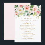 Elegant Floral Blush Gold 16th Birthday Invitation<br><div class="desc">More pretty floral birthday Invitations in the Little Bayleigh Store!</div>