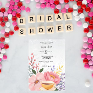 Elegant Floral Blush & Pastel Bridal Shower Invitation