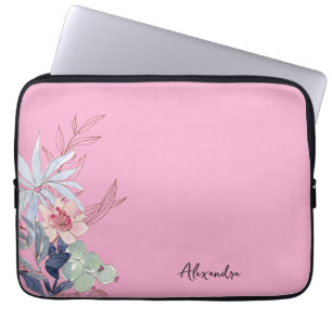Elegant Floral Blush Pink Abstract  Laptop Sleeve