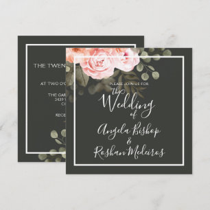 Elegant Floral Blush Pink Botanical Modern Wedding Invitation