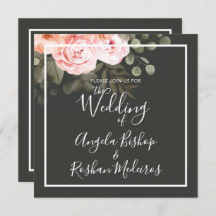 Elegant Floral Blush Pink Botanical Modern Wedding Invitation