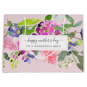 Elegant Floral Blush Pink Mother's Day Large Gift Bag
