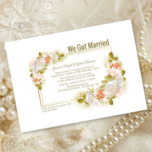 Elegant Floral Blush Pink Wedding Reception Invitation