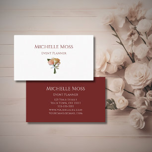 Elegant Floral Blush Roses Botanical Event Planner Business Card