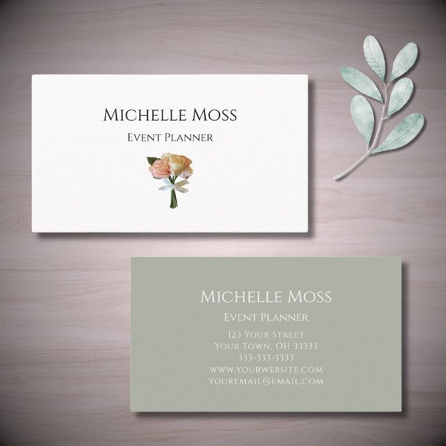 Elegant Floral Blush Roses Simple Botanical Business Card (Creator Uploaded)