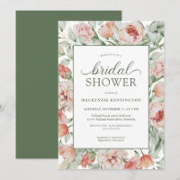 Elegant Floral Blush Sage Green Bridal Shower