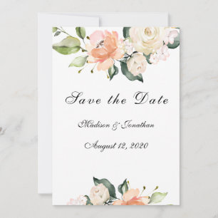 Elegant Floral Blush Script Save The Date