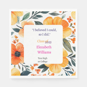 Elegant Floral Boho 2025 Graduation  Napkin