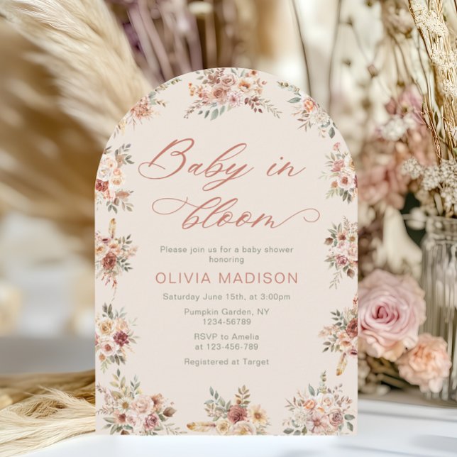 Elegant Floral Boho Baby Shower Invitation (Creator Uploaded)