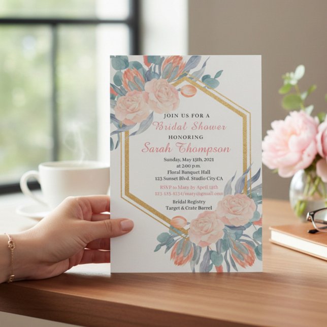 Elegant Floral Boho Bridal Shower Invitation (Creator Uploaded)