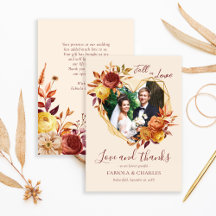 Elegant Floral Boho Fall in Love Photo Wedding