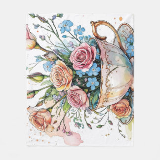 Elegant floral boho Fleece Blanket