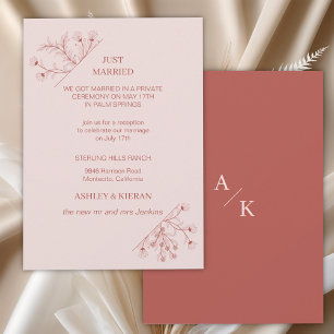 Elegant Floral Boho Just Married Reception Invitation