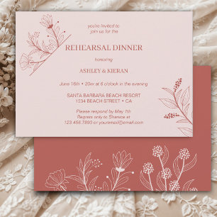 Elegant Floral Boho  Rehearsal Dinner Invitation