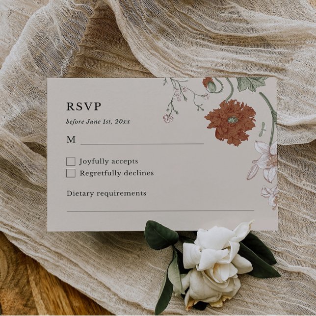 Elegant Floral Boho RSVP Card (Creator Uploaded)