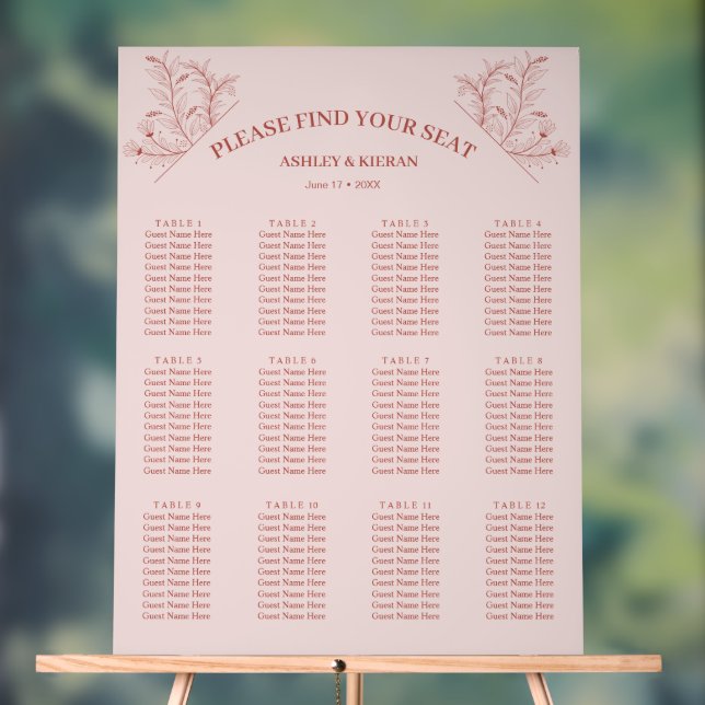 Elegant Floral Boho Seating Chart (Neutral)