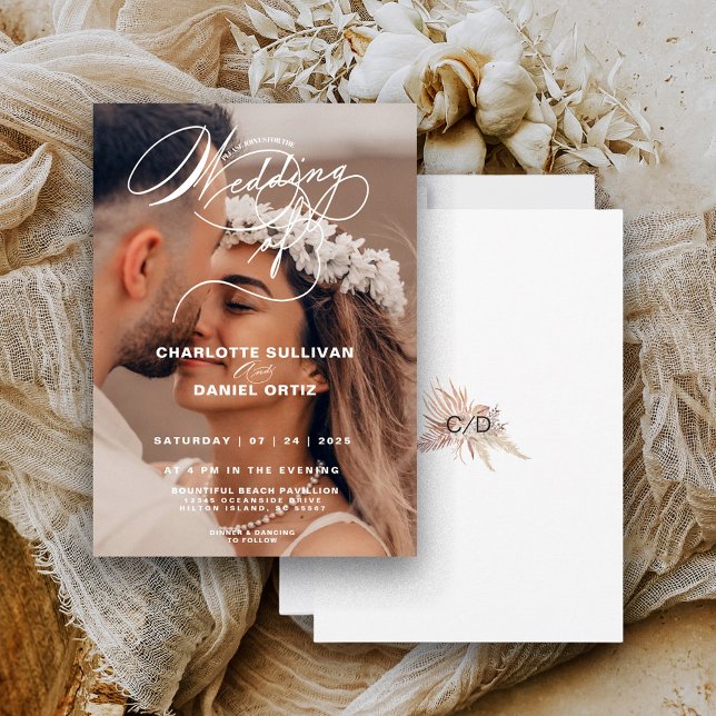 Elegant Floral Boho The Wedding Of  Photo   Invitation (Creator Uploaded)