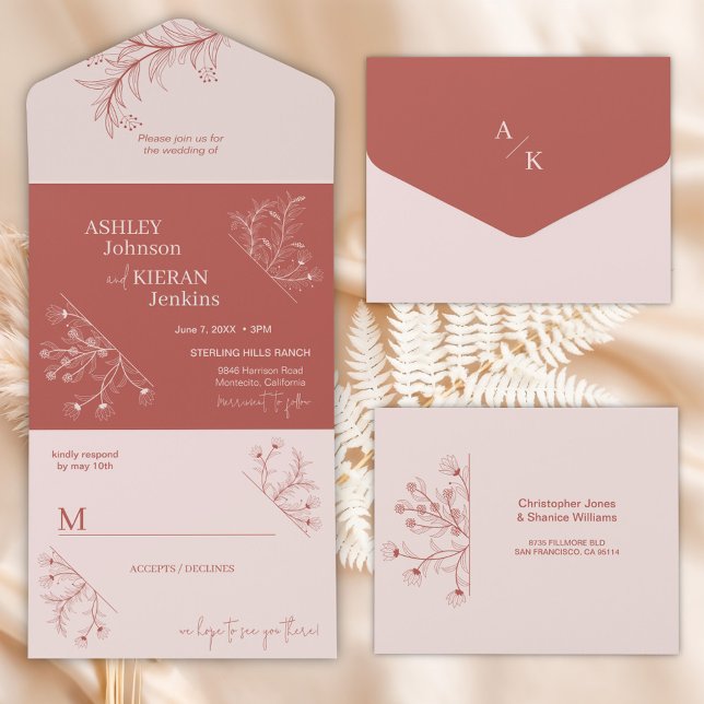 Elegant Floral Boho Wedding All In One Invitation (Creator Uploaded)