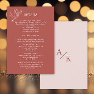 Elegant Floral Boho Wedding Details  Enclosure Card
