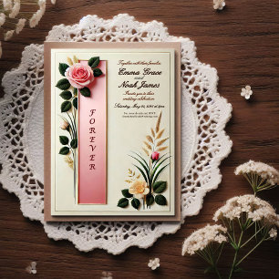Elegant Floral Boho Wedding Invitation