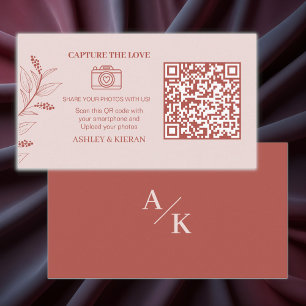Elegant Floral Boho Wedding Photos QR code  , Enclosure Card