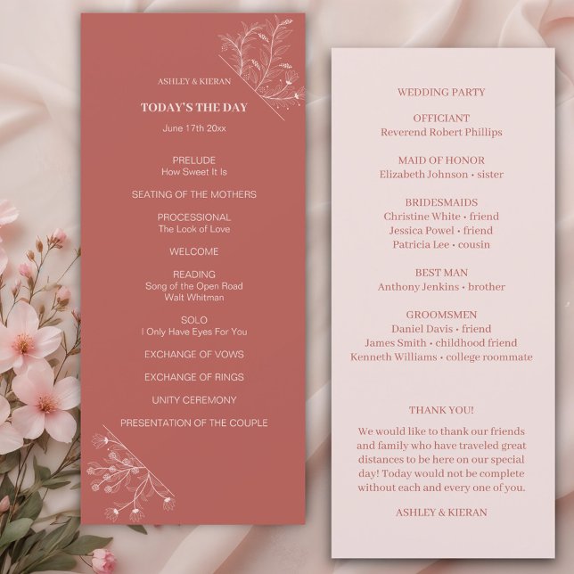 Elegant Floral Boho Wedding Program (Creator Uploaded)