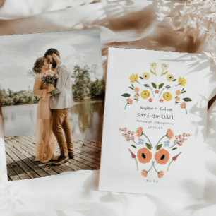 Elegant Floral Boho Wedding Save the Date