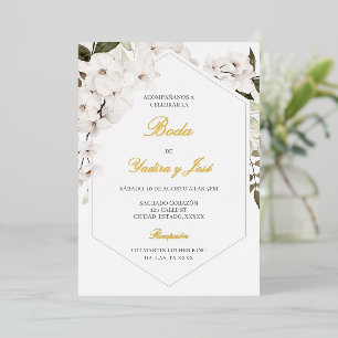 Elegant floral boho wedding Spanish Invitation