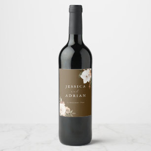 Elegant Floral Boho Wedding Wine Bottle Label