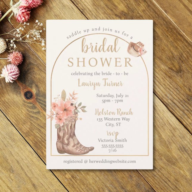 Elegant Floral Boots Cowgirl Bridal Shower Invitation (Elegant Floral Boots Cowgirl Bridal Shower Invitation)