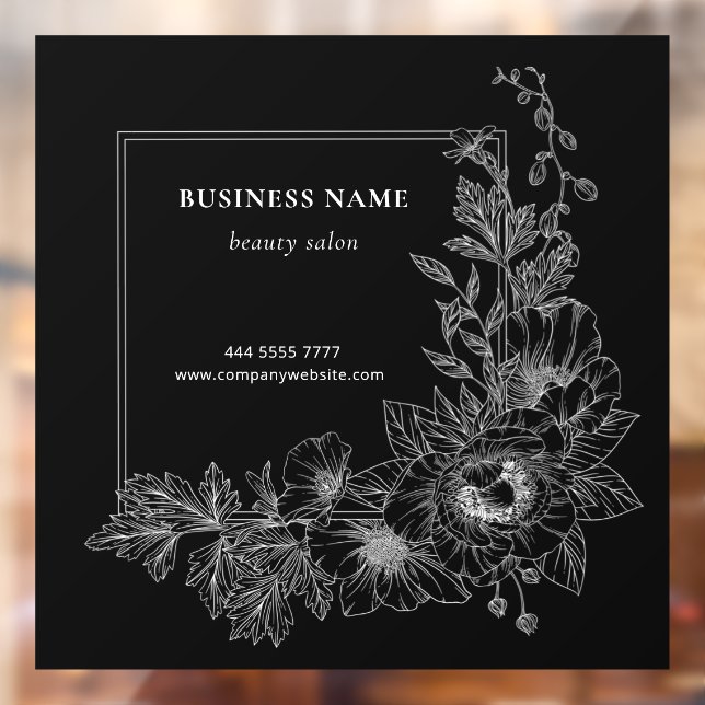 Elegant Floral Border Beauty Salon Black and White (Sheet 2)