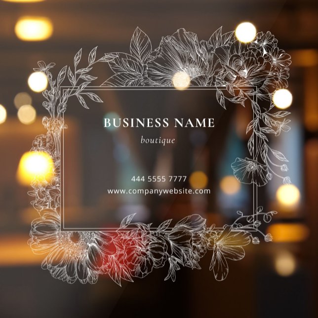 Elegant Floral Border Boutique Salon Business Name (Elegant Floral Border Boutique Salon Business Name Window Cling)
