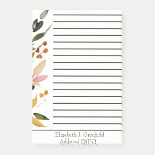 Elegant floral border personalised post-it notes