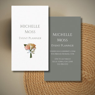 Elegant Floral Botanical Blush Roses Professional Business Card