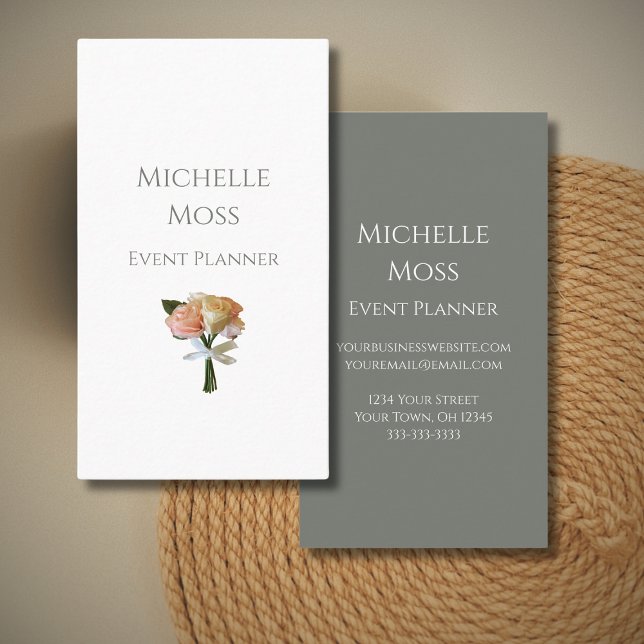 Elegant Floral Botanical Blush Roses Professional Business Card (Creator Uploaded)