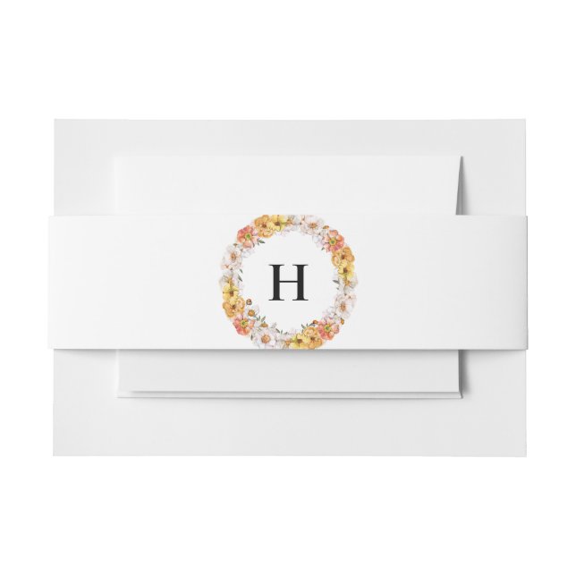 Elegant floral botanical custom initial belly band invitation belly band (Front Example)