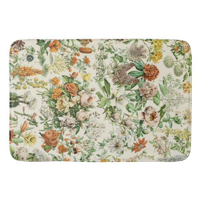 Elegant Floral Botanical Flowers Pattern Bath Mat (Front)