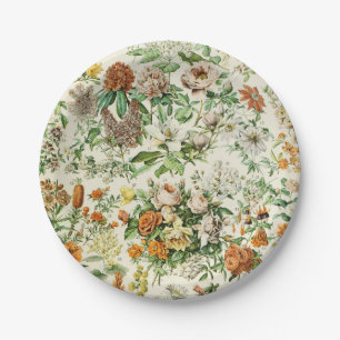 Elegant Floral Botanical Flowers Pattern Napkins Paper Plate