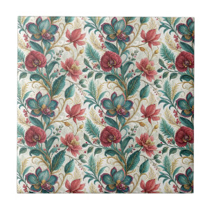 Elegant Floral Botanical Garden Flowers Pattern Tile