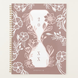 Elegant Floral Botanical Garden Pattern Hourglass Planner
