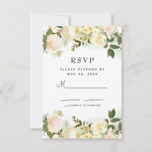 Elegant Floral Botanical Greenery Leaves Wedding RSVP Card