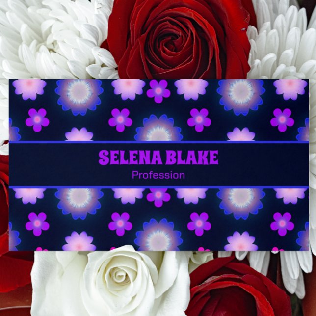 Elegant Floral  | Botanical Pattern in Purple Blue Business Card (Creator Uploaded)