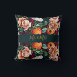 Elegant Floral Botanical Rustic Mr. & Mrs. Wedding Cushion<br><div class="desc">Gorgeous floral botanical deep forest green rustic background Mr. & Mrs. wedding keepsake pillow.  Perfect for a bridal shower or wedding gift.</div>