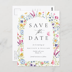 Elegant Floral Botanical Rustic Save the Date Postcard