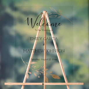 Elegant Floral Botaniqe Gold Foil Wedding Acrylic Sign